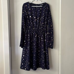 Girl’s Holiday party dress navy/rose gold foil constellation art 7/8. NWOT cute!